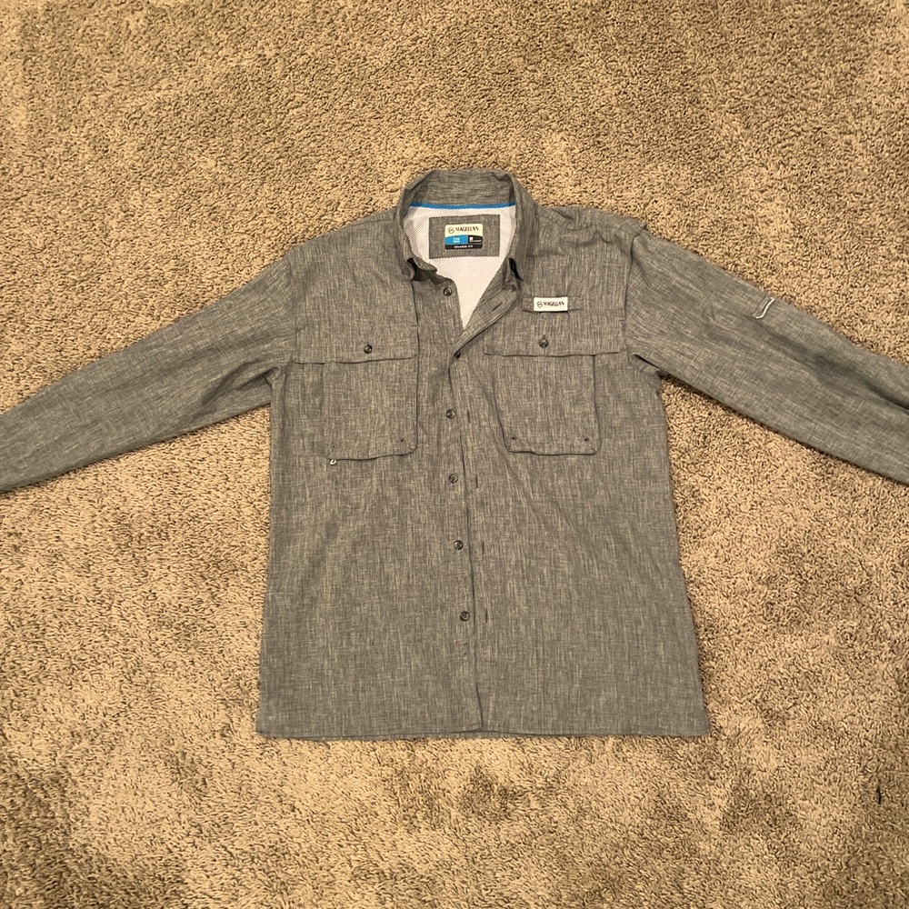 Size Large Grey Magellan Causal Collared T-Shirt